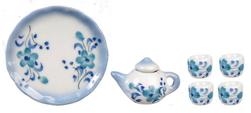Ceramic Blue Tea Set, 7 pc